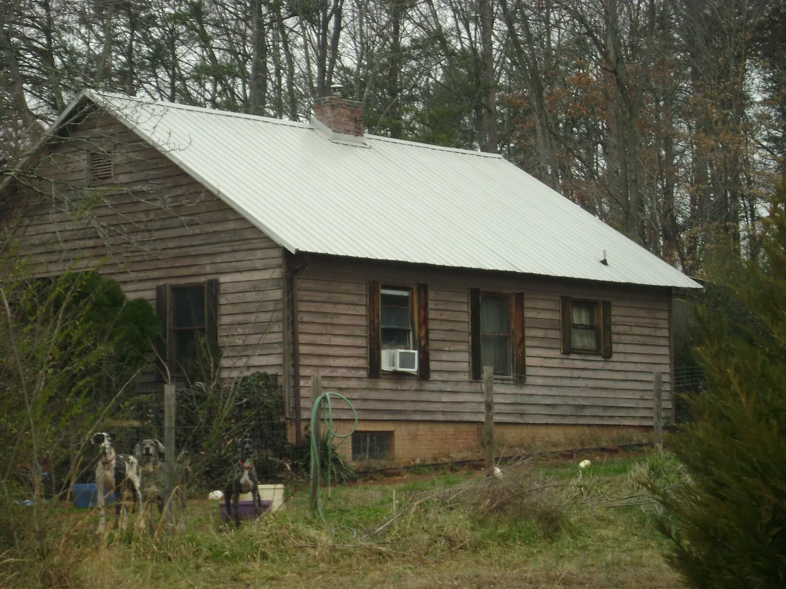 White metal roof on an old wood sided farmhouse, from a Metal Roof Installation job in Orefield